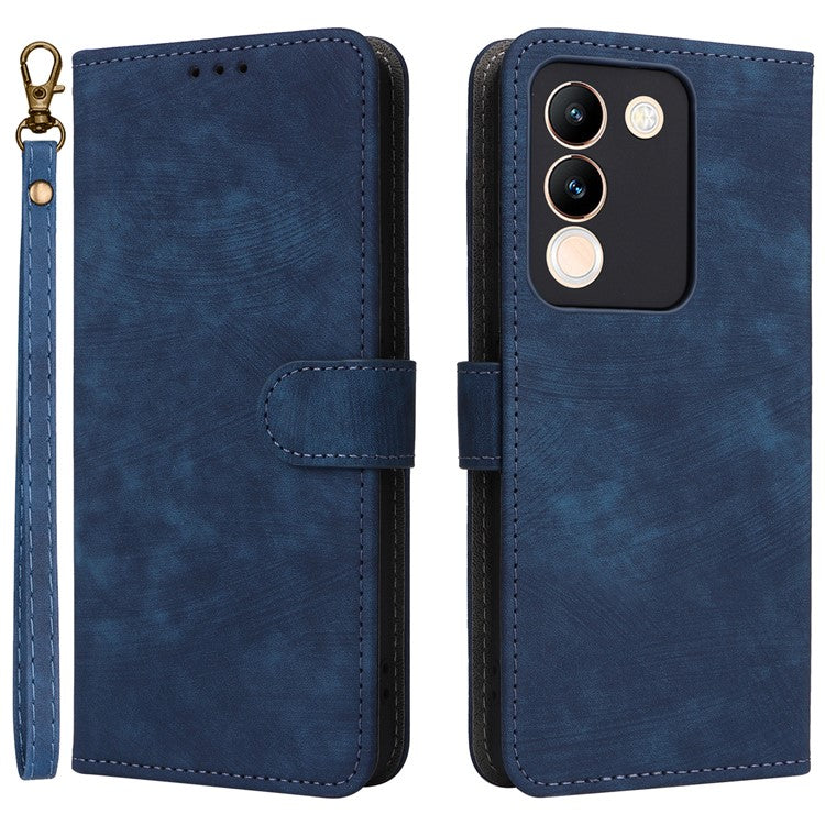 For vivo V29e (Global) 5G / Y200 (India) 5G Case RFID Blocking Wallet Stand Cover with Strap - Blue