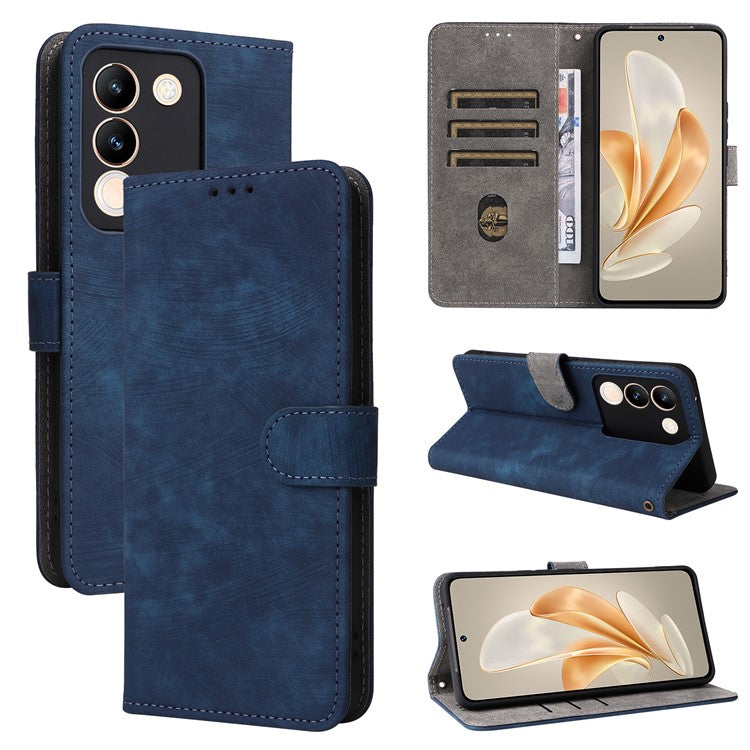 For vivo V29e (Global) 5G / Y200 (India) 5G Case RFID Blocking Wallet Stand Cover with Strap - Blue