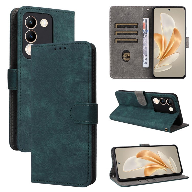 For vivo V29e (Global) 5G / Y200 (India) 5G Case RFID Blocking Wallet Stand Cover with Strap - Green