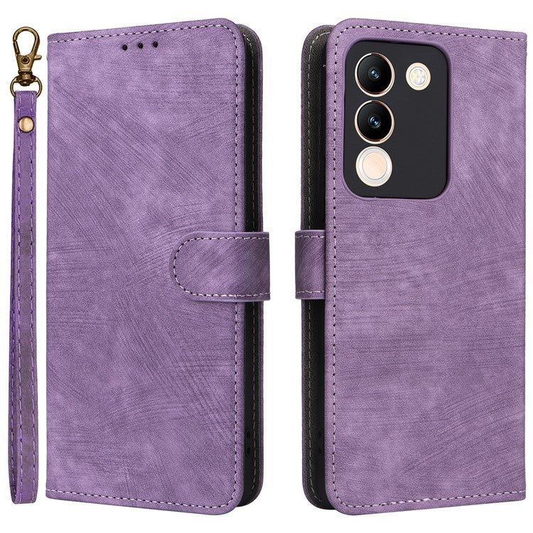 For vivo V29e (Global) 5G / Y200 (India) 5G Case RFID Blocking Wallet Stand Cover with Strap - Purple