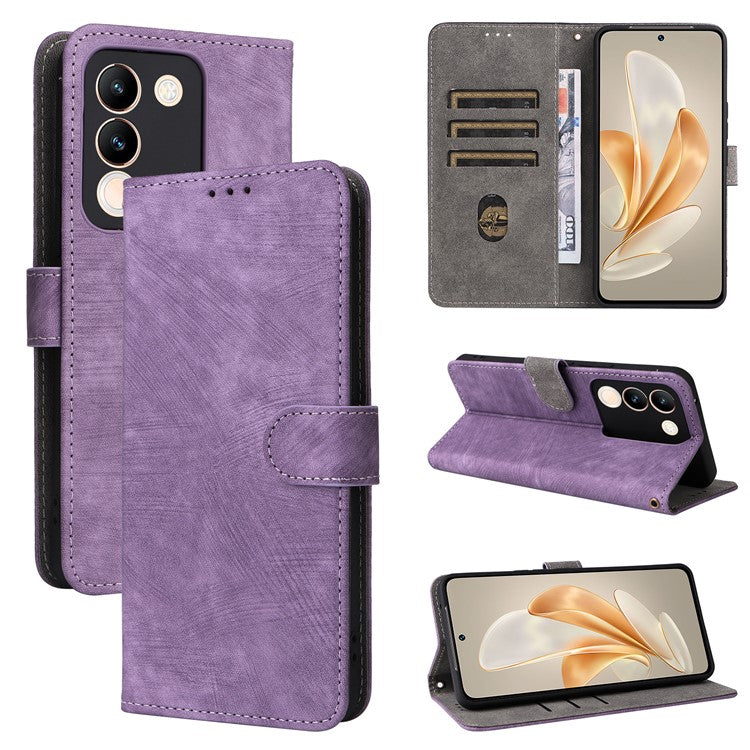 For vivo V29e (Global) 5G / Y200 (India) 5G Case RFID Blocking Wallet Stand Cover with Strap - Purple