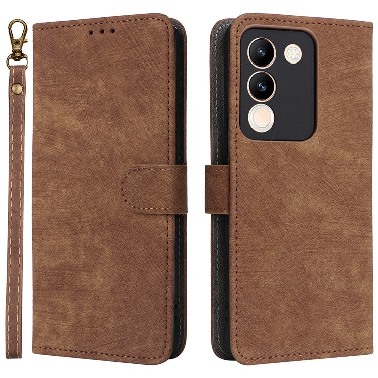 For vivo V29e (Global) 5G / Y200 (India) 5G Case RFID Blocking Wallet Stand Cover with Strap - Brown