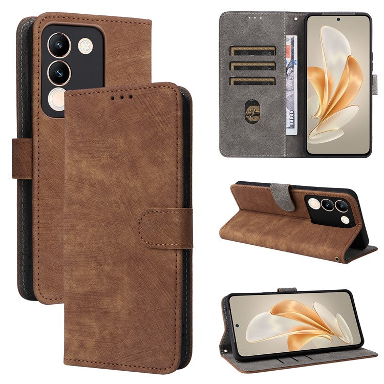 For vivo V29e (Global) 5G / Y200 (India) 5G Case RFID Blocking Wallet Stand Cover with Strap - Brown