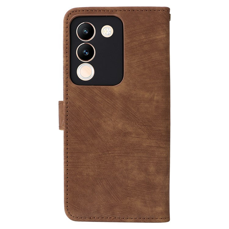 For vivo V29e (Global) 5G / Y200 (India) 5G Case RFID Blocking Wallet Stand Cover with Strap - Brown