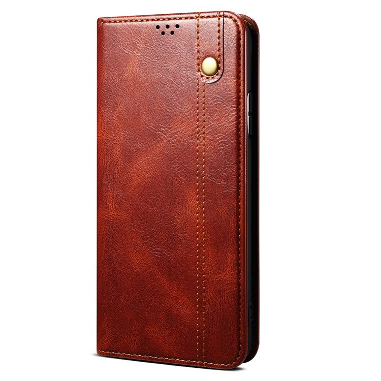 For vivo Y200 (India) 5G Case Stand Wallet PU Leather Anti-Scratch Phone Cover - Brown