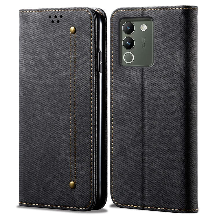 For vivo Y200 (India) 5G Wallet Phone Case Slim-Fit Phone Shell PU Leather Cell Phone Cover - Black