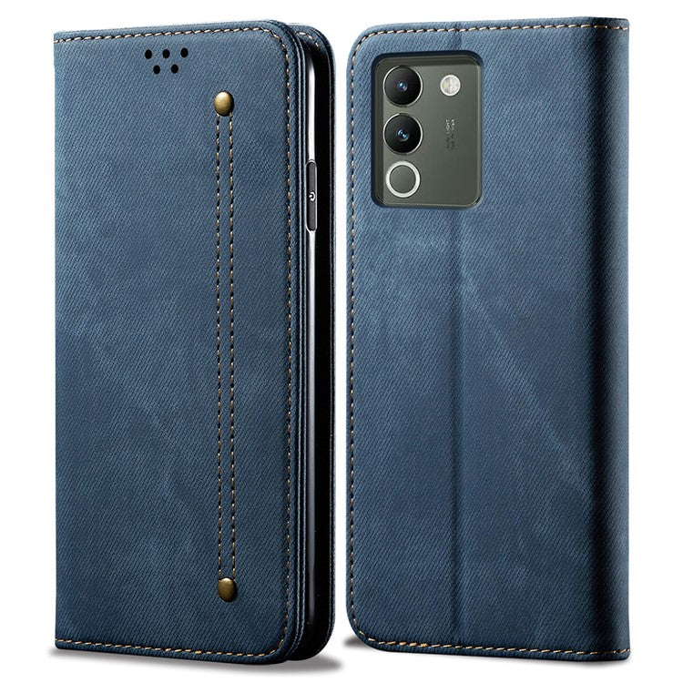 For vivo Y200 (India) 5G Wallet Phone Case Slim-Fit Phone Shell PU Leather Cell Phone Cover - Blue