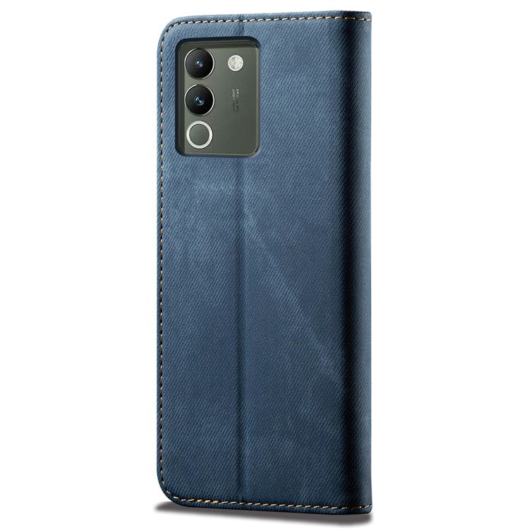 For vivo Y200 (India) 5G Wallet Phone Case Slim-Fit Phone Shell PU Leather Cell Phone Cover - Blue