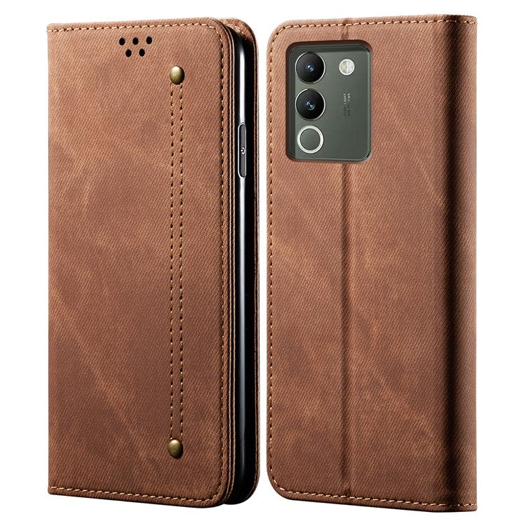 For vivo Y200 (India) 5G Wallet Phone Case Slim-Fit Phone Shell PU Leather Cell Phone Cover - Coffee