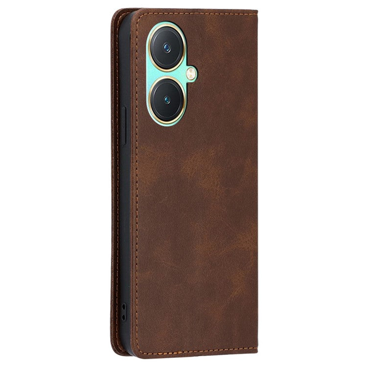 For vivo Y27 4G Case Calf Texture PU Leather Wallet Phone Cover - Brown