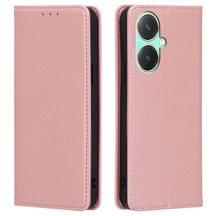 For vivo Y27 4G Case Calf Texture PU Leather Wallet Phone Cover - Rose Gold