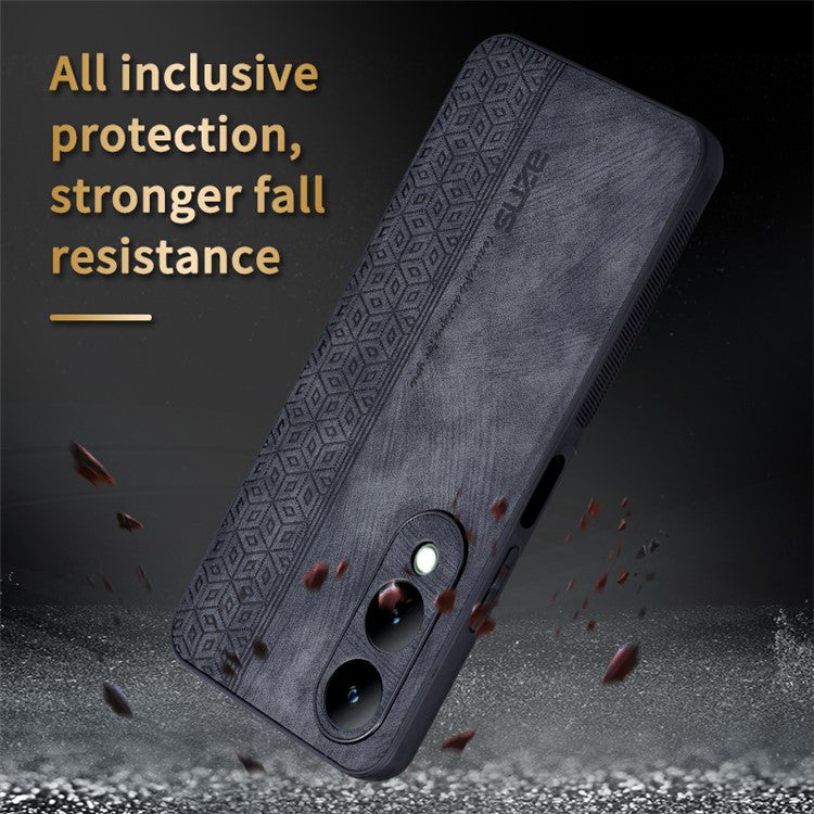 AZNS For vivo Y17s 4G Case Anti-fall Imprinted Pattern PU Leather+TPU Phone Cover - Brown