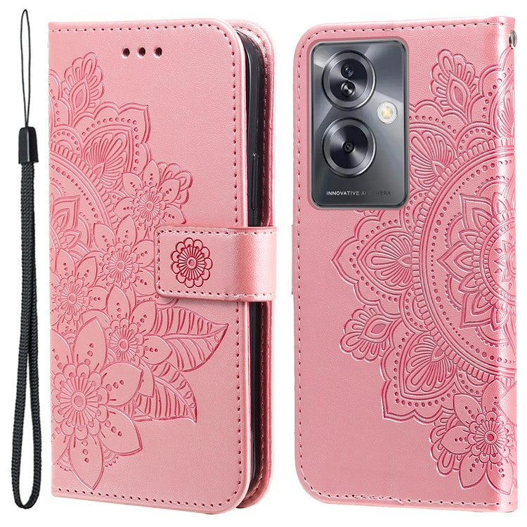 Wallet Phone Case for Oppo A79 5G / A2 5G Case Anti-Drop Imprinted PU Leather Flip Cover - Pink