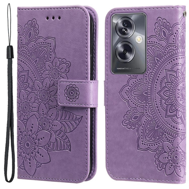 Wallet Phone Case for Oppo A79 5G / A2 5G Case Anti-Drop Imprinted PU Leather Flip Cover - Purple