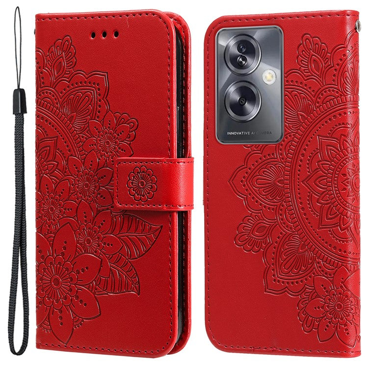 Wallet Phone Case for Oppo A79 5G / A2 5G Case Anti-Drop Imprinted PU Leather Flip Cover - Red