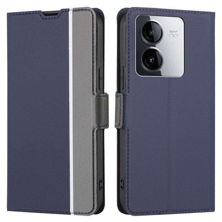 For vivo iQOO Z8x 5G / vivo Y78t 5G Leather Case Card Holder Stand Phone Cover - Blue