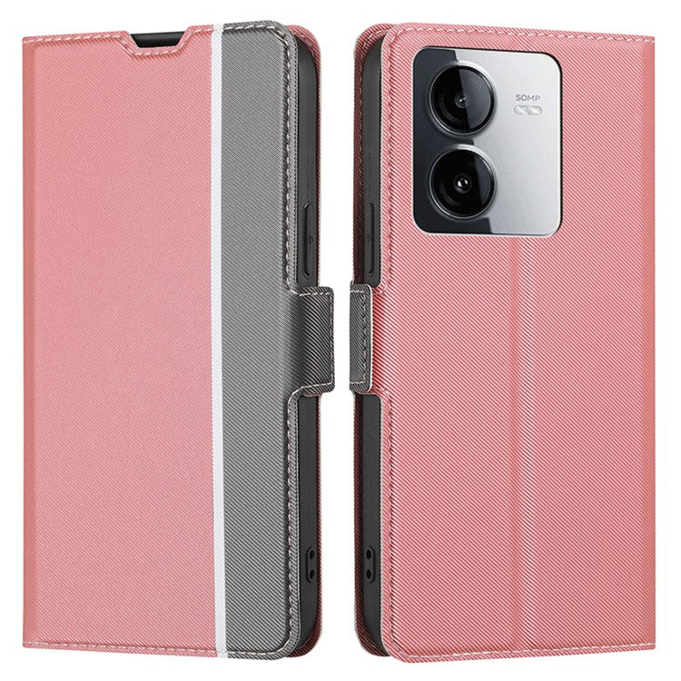 For vivo iQOO Z8x 5G / vivo Y78t 5G Leather Case Card Holder Stand Phone Cover - Pink