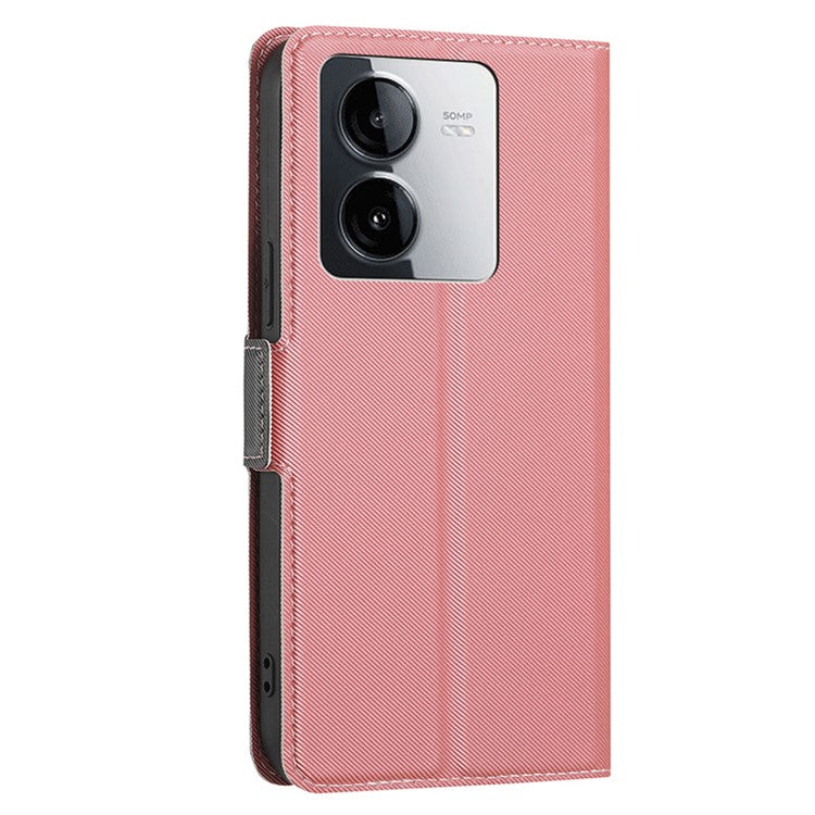 For vivo iQOO Z8x 5G / vivo Y78t 5G Leather Case Card Holder Stand Phone Cover - Pink