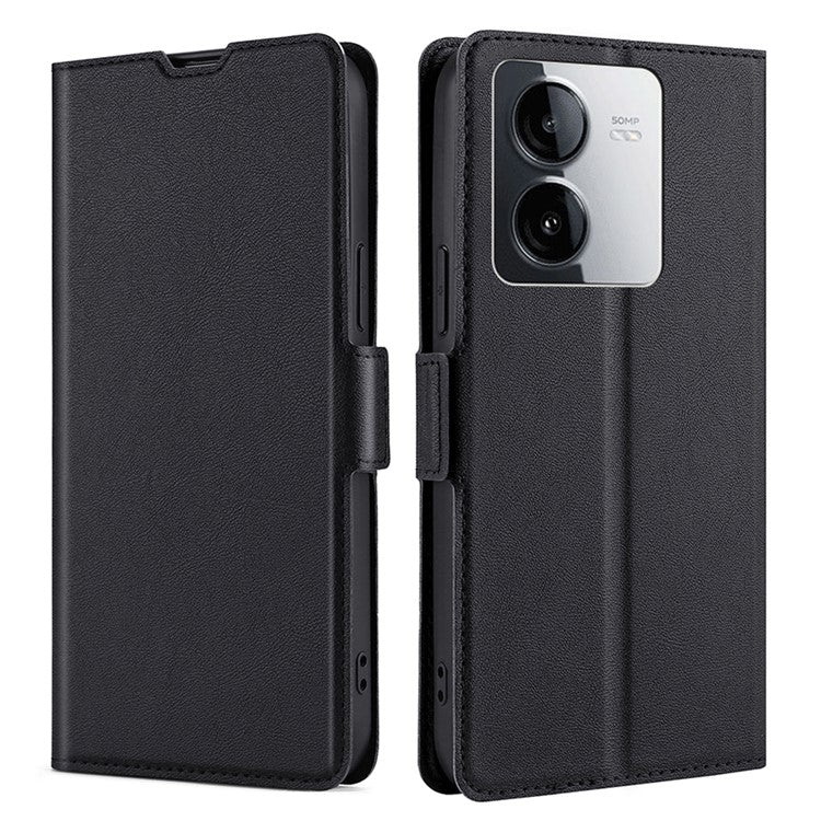 For vivo iQOO Z8x 5G / Y78t 5G Leather Case Card Holder Anti-drop Phone Cover - Black