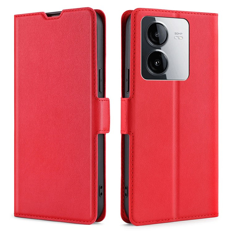 For vivo iQOO Z8x 5G / Y78t 5G Leather Case Card Holder Anti-drop Phone Cover - Red