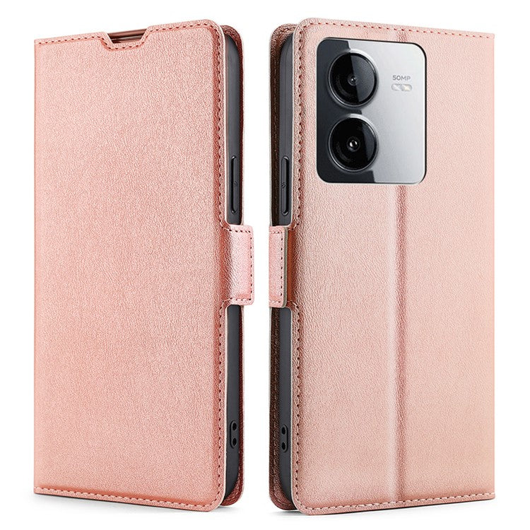 For vivo iQOO Z8x 5G / Y78t 5G Leather Case Card Holder Anti-drop Phone Cover - Rose Gold