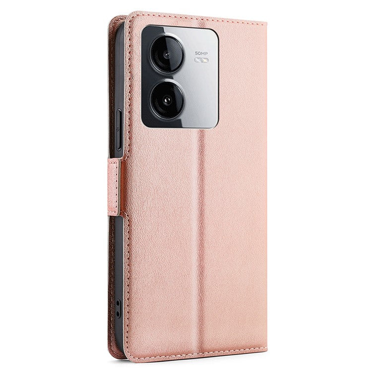 For vivo iQOO Z8x 5G / Y78t 5G Leather Case Card Holder Anti-drop Phone Cover - Rose Gold