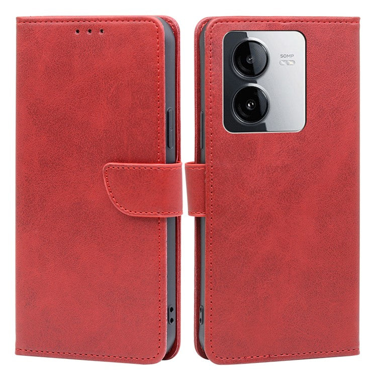 For vivo iQOO Z8x 5G / Y78t 5G Wallet Phone Case PU Leather Flip Cover - Red