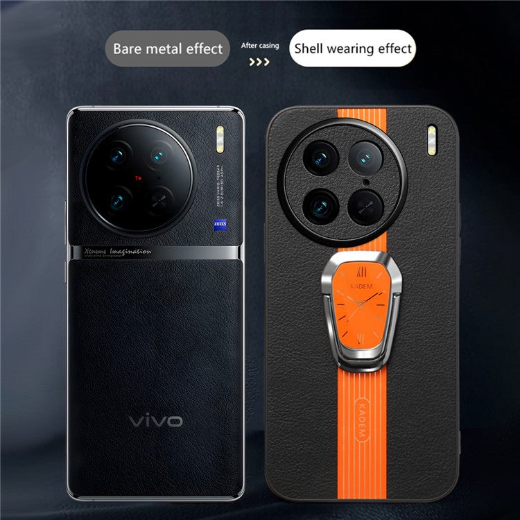 KADEM For vivo X90 Pro 5G Case Electroplating Scratch-proof Kickstand Phone Cover - Orange