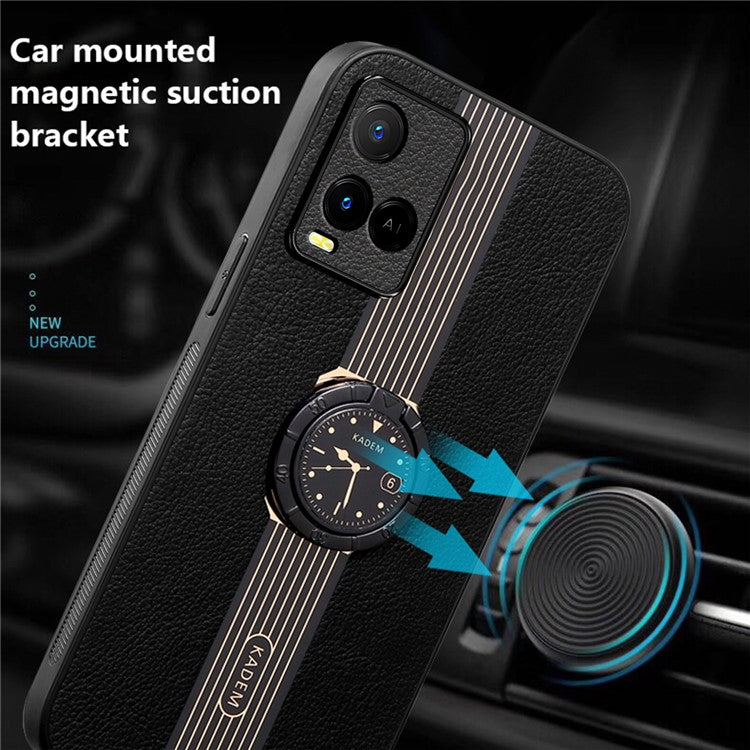 KADEM For vivo Y21 / Y33s / Y21s / Y21t 4G / Y21e 4G / Y21a 4G / Y33t 4G / T1x (India) 4G Kickstand Case TPU+Acrylic Phone Shell - Black