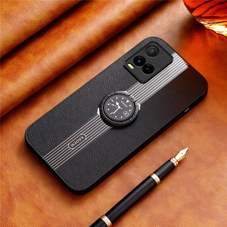 KADEM For vivo Y21 / Y33s / Y21s / Y21t 4G / Y21e 4G / Y21a 4G / Y33t 4G / T1x (India) 4G Kickstand Case TPU+Acrylic Phone Shell - Black