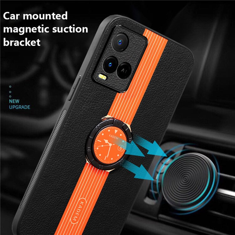 KADEM For vivo Y21 / Y33s / Y21s / Y21t 4G / Y21e 4G / Y21a 4G / Y33t 4G / T1x (India) 4G Kickstand Case TPU+Acrylic Phone Shell - Orange