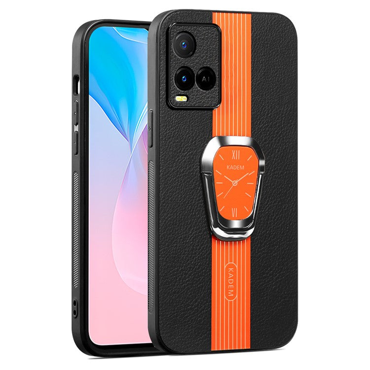 KADEM For vivo Y21 / Y33s / Y21s / Y21t 4G / Y21e 4G / Y21a 4G / Y33t 4G / T1x (India) 4G Case TPU+Acrylic Kickstand Phone Cover - Orange