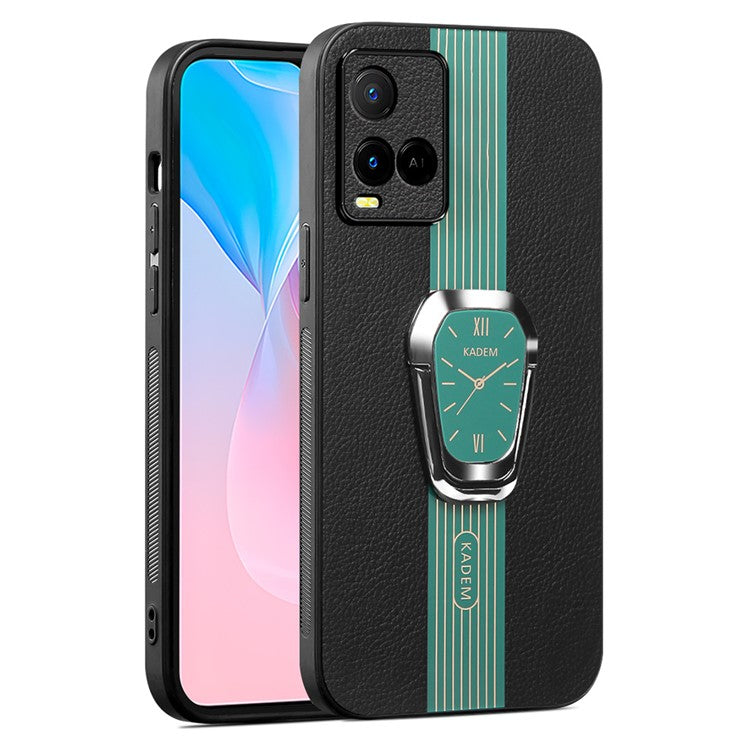 KADEM For vivo Y21 / Y33s / Y21s / Y21t 4G / Y21e 4G / Y21a 4G / Y33t 4G / T1x (India) 4G Case TPU+Acrylic Kickstand Phone Cover - Green