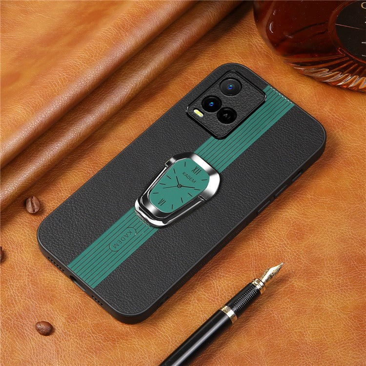 KADEM For vivo Y21 / Y33s / Y21s / Y21t 4G / Y21e 4G / Y21a 4G / Y33t 4G / T1x (India) 4G Case TPU+Acrylic Kickstand Phone Cover - Green