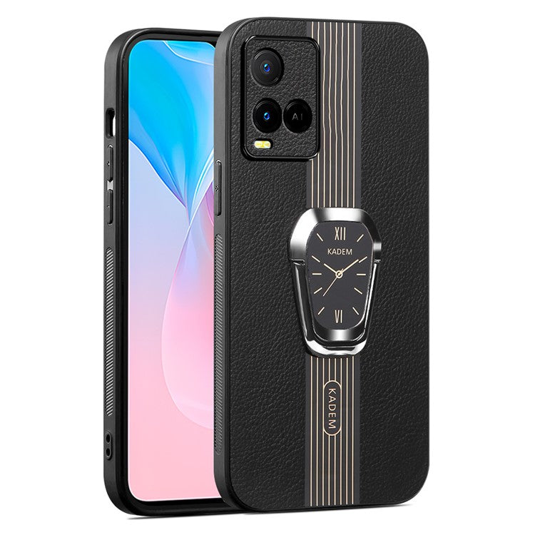 KADEM For vivo Y21 / Y33s / Y21s / Y21t 4G / Y21e 4G / Y21a 4G / Y33t 4G / T1x (India) 4G Case TPU+Acrylic Kickstand Phone Cover - Black