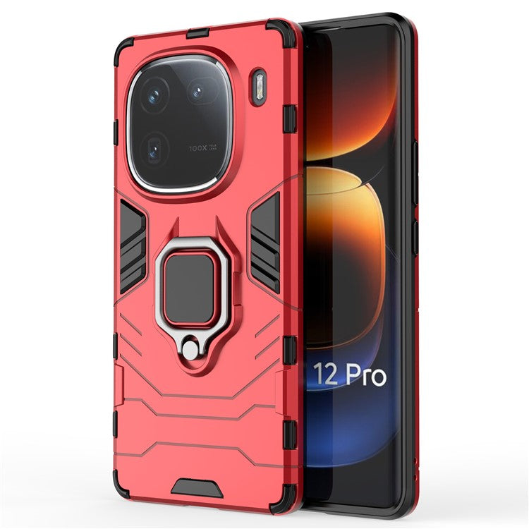 For vivo iQOO 12 Pro 5G Case Anti-Scratch Kickstand PC+TPU Phone Shell - Red