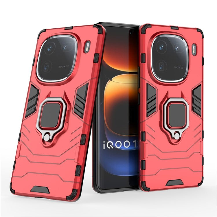 For vivo iQOO 12 Pro 5G Case Anti-Scratch Kickstand PC+TPU Phone Shell - Red