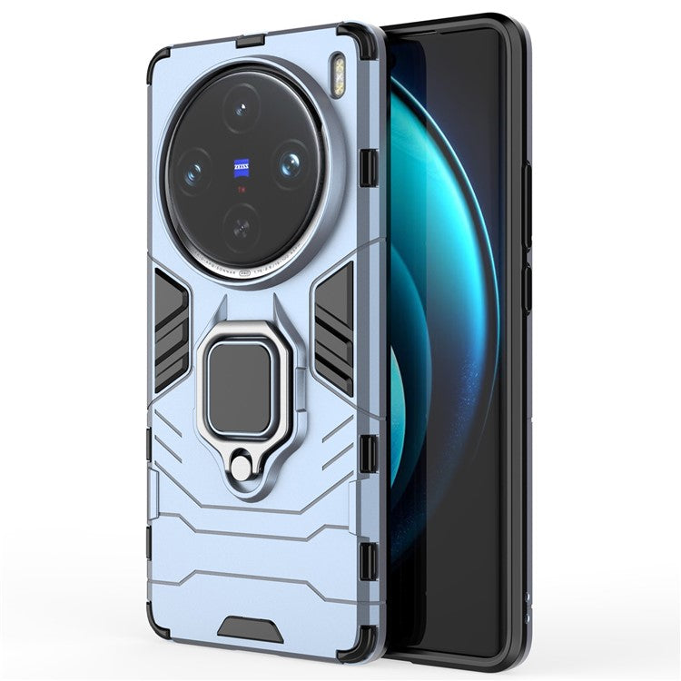 For vivo X100 Pro 5G Case Anti-fall Kickstand PC+TPU Phone Shell - Blue