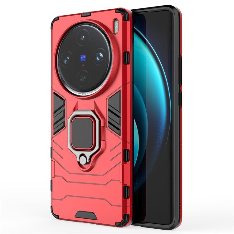 For vivo X100 Pro 5G Case Anti-fall Kickstand PC+TPU Phone Shell - Red