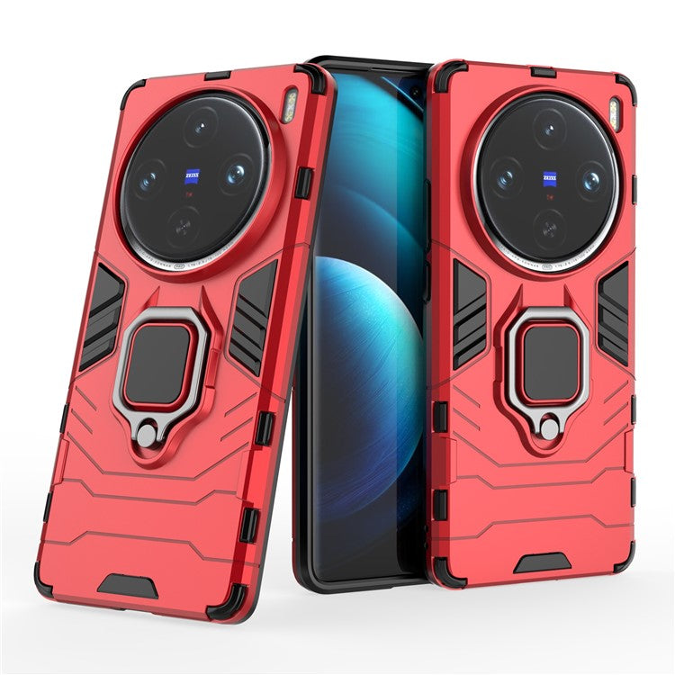 For vivo X100 Pro 5G Case Anti-fall Kickstand PC+TPU Phone Shell - Red