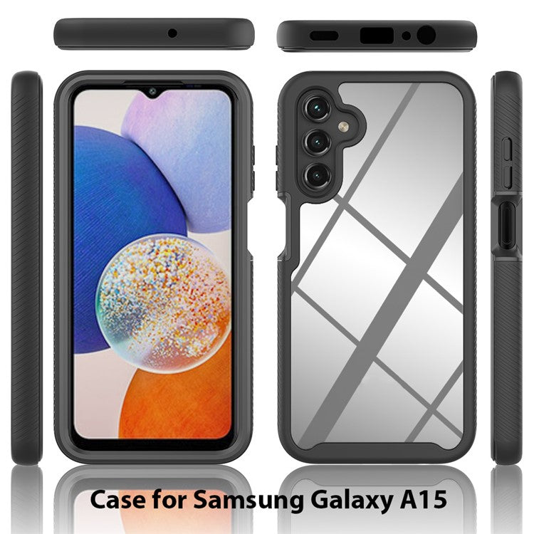 For Samsung Galaxy A15 5G Phone Case Full Protection Cover with PET Screen Protector - Black