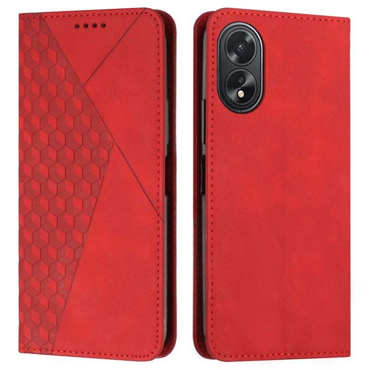 Skin-touch Feeling Case for Oppo A38 4G / A18 4G Magnetic Leather Shell Stand Wallet Phone Cover - Red