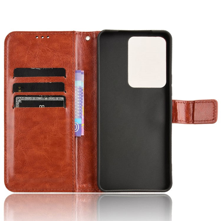 For vivo V29e (Global) 5G / Y200 (India) 5G Case Wallet Stand Crazy Horse Texture Phone Cover - Brown