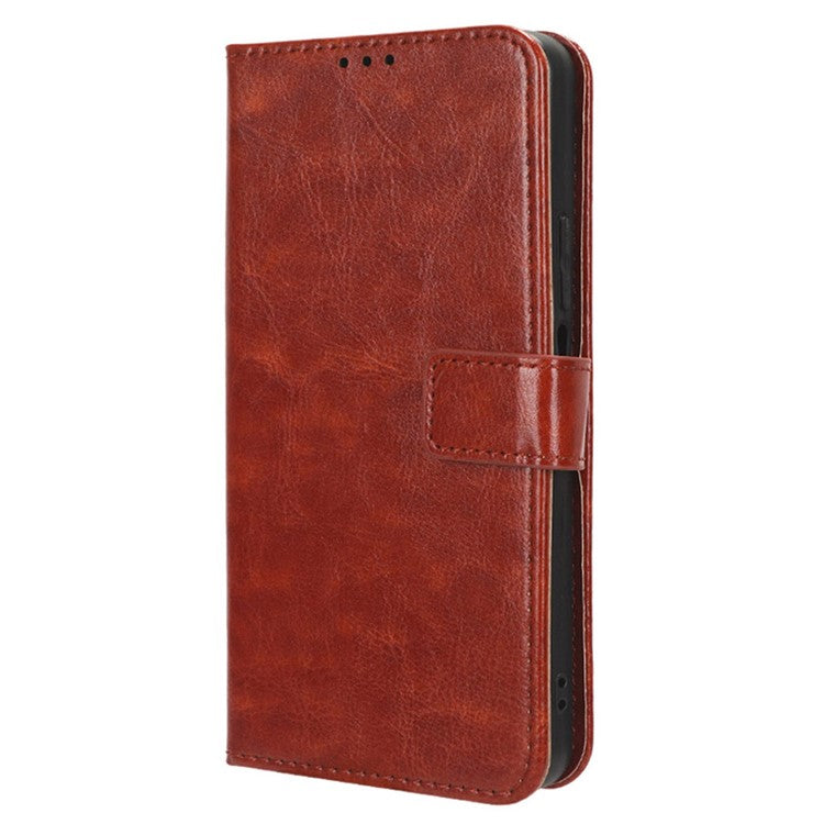 For vivo V29e (Global) 5G / Y200 (India) 5G Case Wallet Stand Crazy Horse Texture Phone Cover - Brown