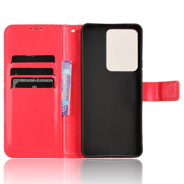 For vivo V29e (Global) 5G / Y200 (India) 5G Case Wallet Stand Crazy Horse Texture Phone Cover - Red