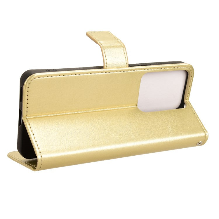 For vivo V29e (Global) 5G / Y200 (India) 5G Case Wallet Stand Crazy Horse Texture Phone Cover - Gold