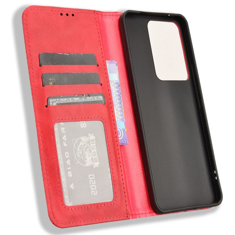 For vivo V29e (Global) 5G / Y200 (India) 5G Case Retro Phone Cover with Stand Wallet - Red