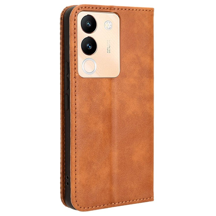 For vivo V29e (Global) 5G / Y200 (India) 5G Case Retro Phone Cover with Stand Wallet - Brown