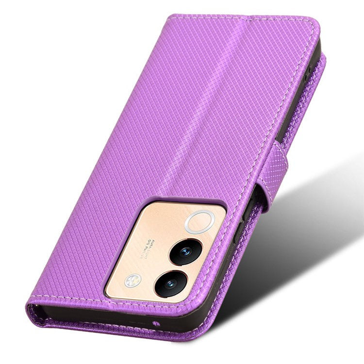 For vivo V29e (Global) 5G / Y200 (India) 5G Case Diamond Texture Leather Cover with Stand Wallet - Purple