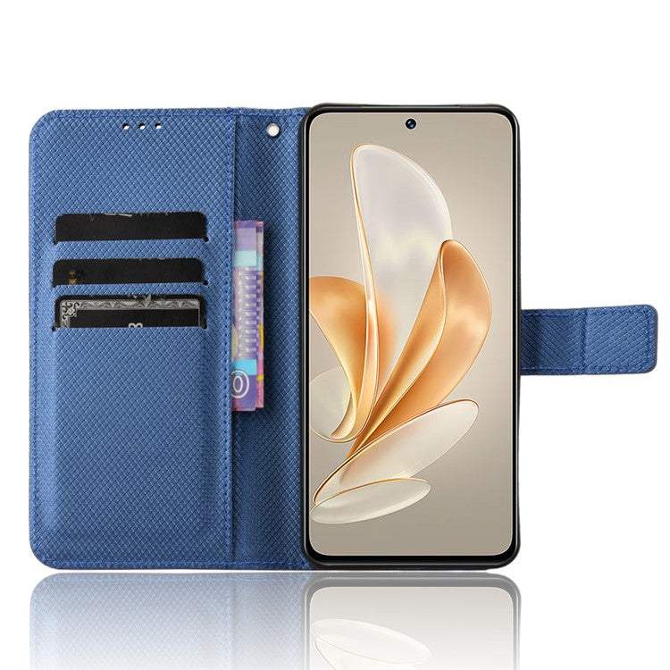 For vivo V29e (Global) 5G / Y200 (India) 5G Case Diamond Texture Leather Cover with Stand Wallet - Blue